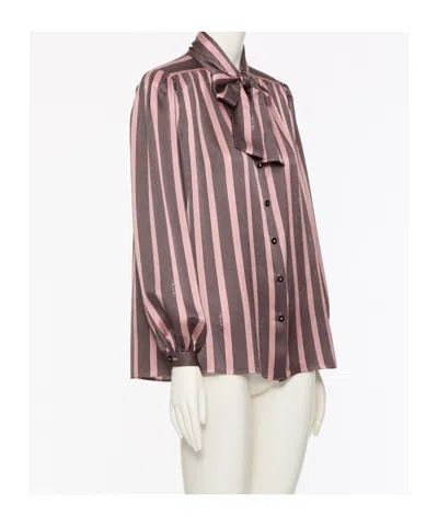 Valentino Garavani Striped Crepe De Chine Shirt In Multi