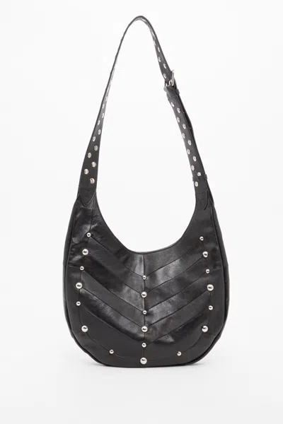 Valentino Garavani Small Hoboho Chevron Quilted Shoulder Bag With Studs In Black