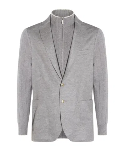 Eleventy Tailored Jacket With Notched Lapel And Pockets In Gray