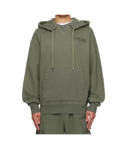 Amiri Cotton Sweatshirt Hooded Kangaroo Pocket In Green