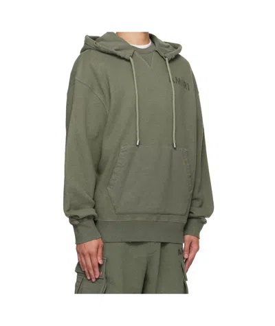 Amiri Cotton Sweatshirt Hooded Kangaroo Pocket In Green
