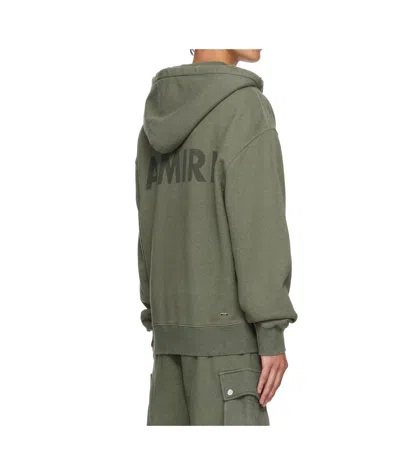 Amiri Cotton Sweatshirt Hooded Kangaroo Pocket In Green