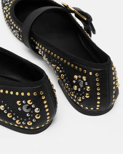 Versace Black Ballerinas With Studs Application And Buckle Closure In Leather Woman In Black