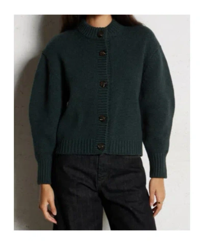 Soeur Leonard Button-front Merino-wool Cardigan In Green