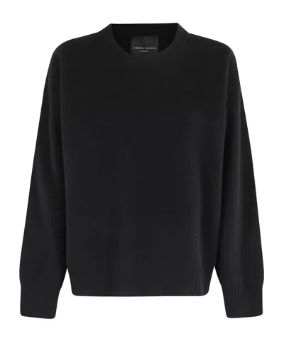 Roberto Collina Oversized Merino Wool Sweater With Classic Crew Neckline In Black