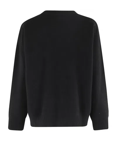 Roberto Collina Oversized Merino Wool Sweater With Classic Crew Neckline In Black