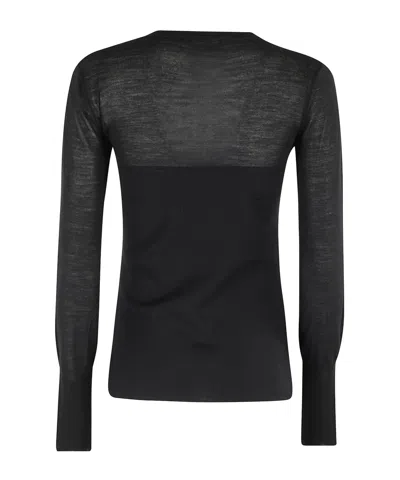 Roberto Collina Fitted Long Sleeve Bustier With Round Neckline In Black