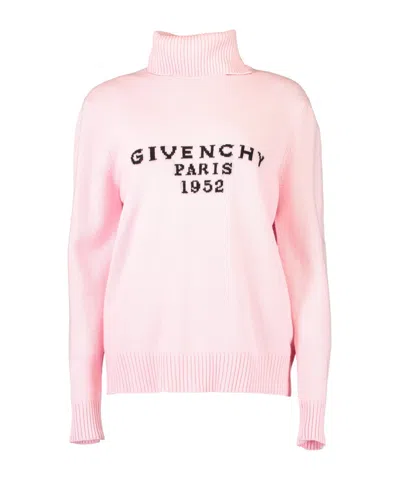 Givenchy Turtleneck Logo Wool-cashmere Sweater In Pink