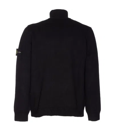 Stone Island Logo Roll-neck Jumper In Black
