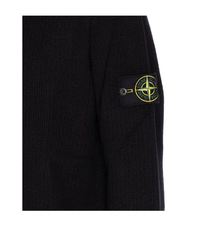 Stone Island Logo Roll-neck Jumper In Black