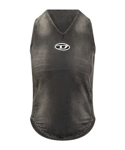 Diesel Denim Top With A Used Effect In Black