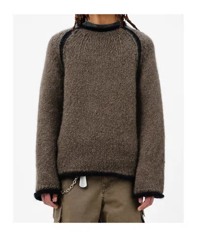 Our Legacy Rider Roundneck Shirt Steel Mohair In Brown