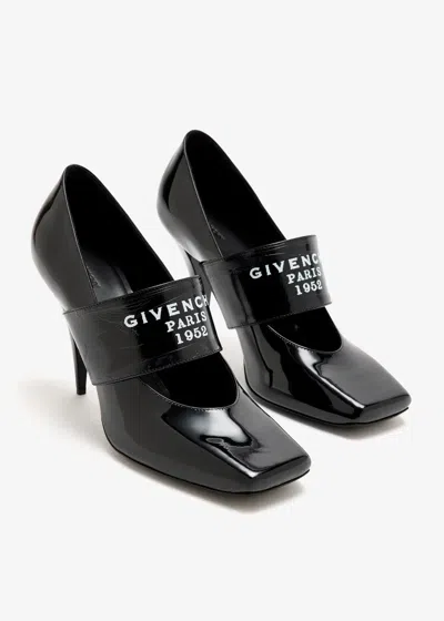 Givenchy Tape Sliced Square Pumps In Patent Leather In Black