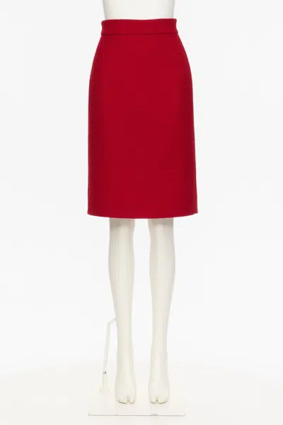 Valentino High-rise Wool-blend Tweed Pencil Skirt In Red