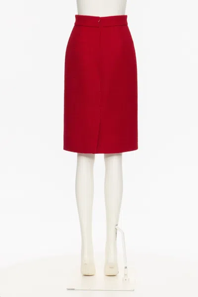 Valentino High-rise Wool-blend Tweed Pencil Skirt In Red