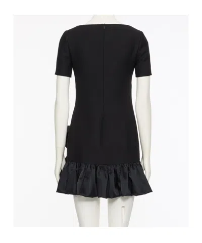 Valentino Garavani Bow Detail Wool And Silk Mini Dress In Black