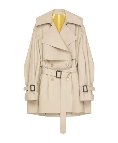 Givenchy Womens Beige Mustard Belted Notch-lapels Cotton Trench Coat In Neutral