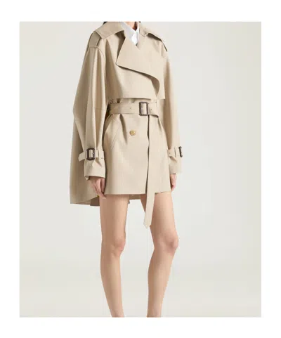 Givenchy Womens Beige Mustard Belted Notch-lapels Cotton Trench Coat In Neutral