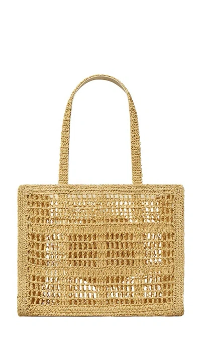 Tory Burch Logo Woven 'ella' Tote Bag In Brown