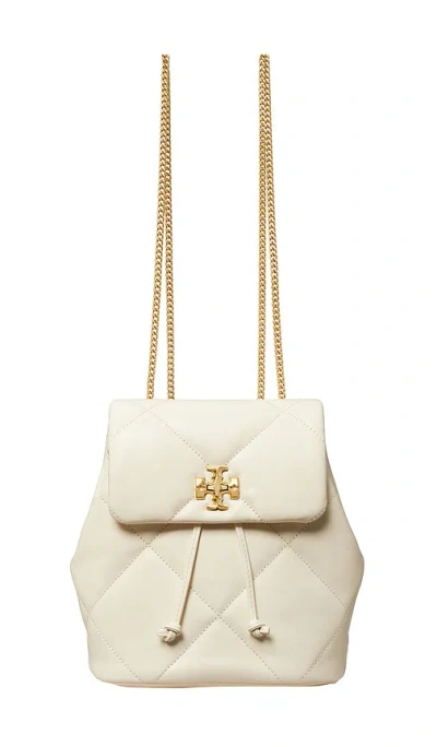 Tory Burch Small Kira Diamond Quilted Leather Backpack In White