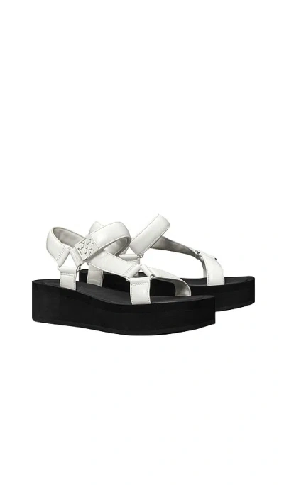 Tory Burch Round Toe Platform Sandals In White