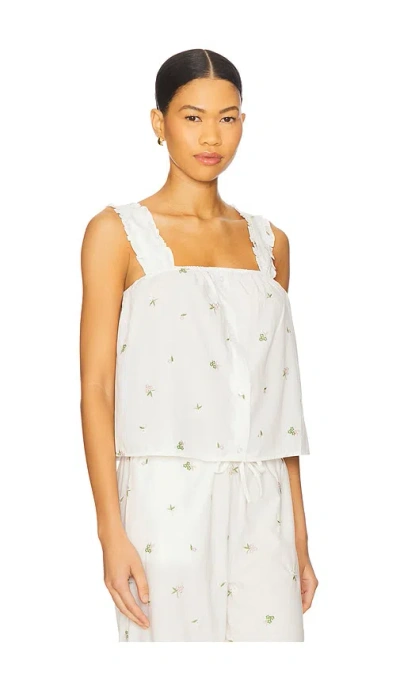 Weworewhat Ruffle Button Front Tank Top In White