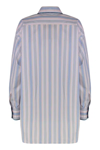Etro Striped Cotton Shirt In White