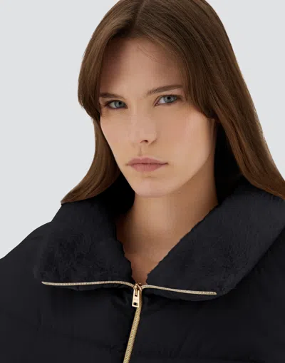 Herno Down-feather Mid-length Coat In Black