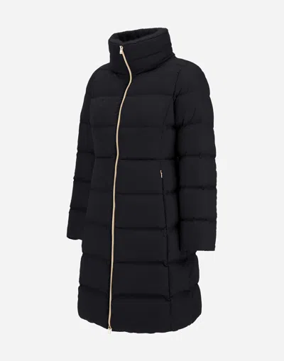 Herno Down-feather Mid-length Coat In Black