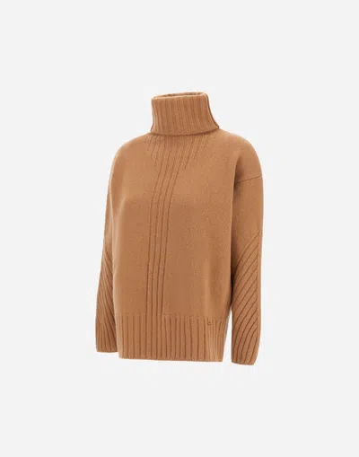 Herno Turtleneck Sweater In 100% Wool In Brown