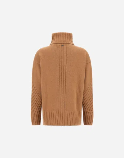 Herno Turtleneck Sweater In 100% Wool In Brown