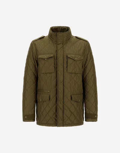 Herno Field Jacket In Nylon Chamonix And Waxed Tech Cotton In Green
