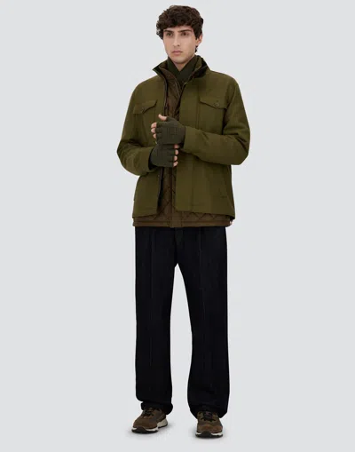 Herno Field Jacket In Nylon Chamonix And Waxed Tech Cotton In Green