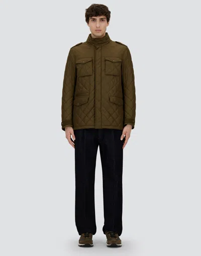 Herno Field Jacket In Nylon Chamonix And Waxed Tech Cotton In Green