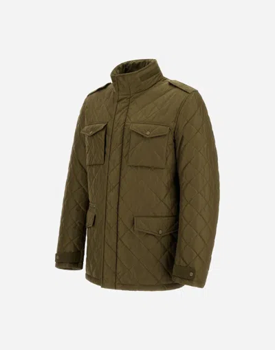 Herno Field Jacket In Nylon Chamonix And Waxed Tech Cotton In Green