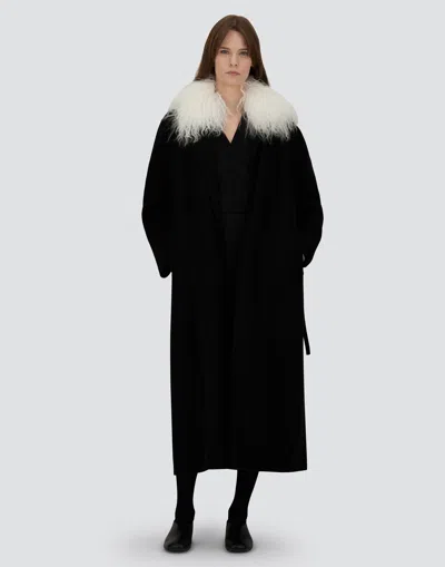 Herno Belted Coat In New Modern Wool In Black