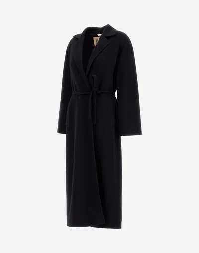 Herno Belted Coat In New Modern Wool In Black