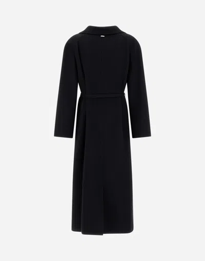 Herno Belted Coat In New Modern Wool In Black