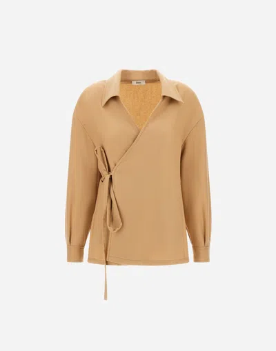 Herno Shirt In 100% Wool Flannel In Brown