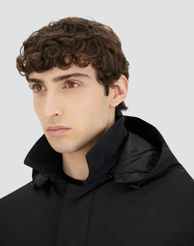 Herno Men's Padded Jacket With Detachable Hood In Blue