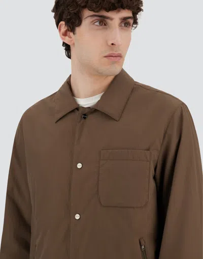 Herno Shacket In Crinkle Nylon In Brown