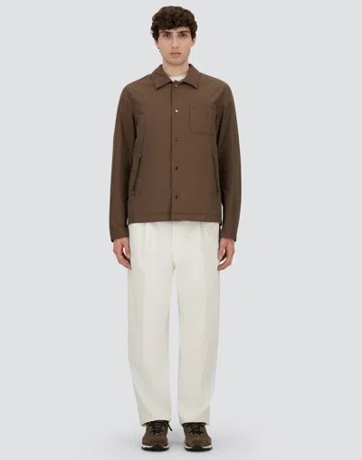 Herno Shacket In Crinkle Nylon In Brown