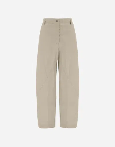 Herno Trousers In Waxed Tech Cotton In Neutral
