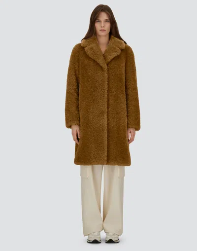 Herno Coat In Curly Alternative Fur In Brown