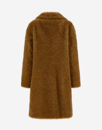 Herno Coat In Curly Alternative Fur In Brown