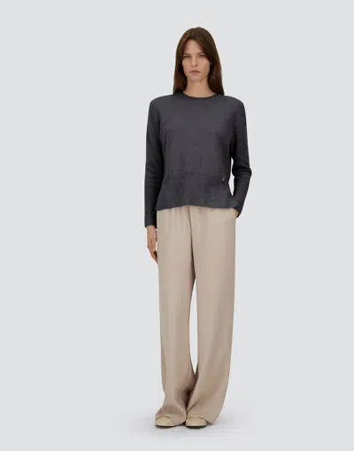 Herno Side-split Round-neck Sweater In Gray