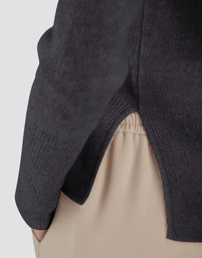 Herno Side-split Round-neck Sweater In Gray