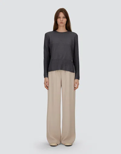 Herno Side-split Round-neck Sweater In Gray