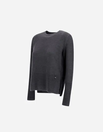 Herno Side-split Round-neck Sweater In Gray