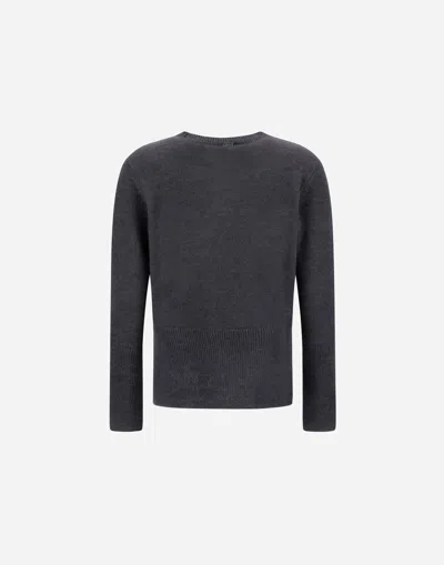 Herno Side-split Round-neck Sweater In Gray